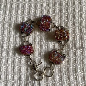 Titanium .925 silver druzy quartz bracelet